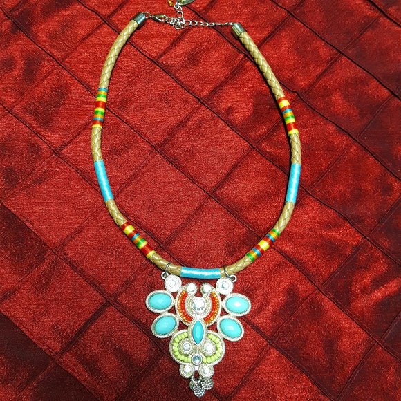 Southwestern Inspired Statement Necklace with Medallion - Picture 1 of 4